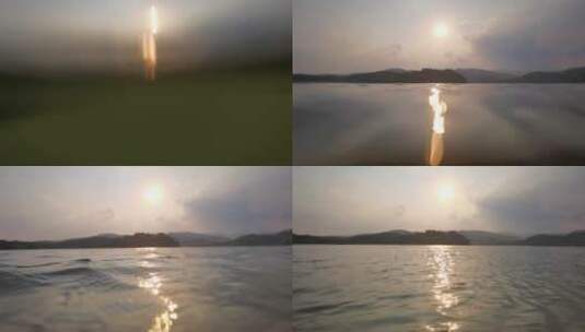 夕阳湖面意境唯美高清在线视频素材下载