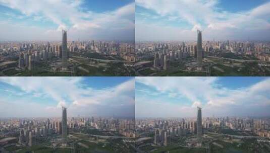 航拍武汉中央商务区武汉中心地标高楼4k素材高清在线视频素材下载