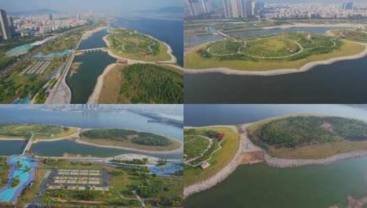 航拍厦门马銮湾生态公园合集高清在线视频素材下载