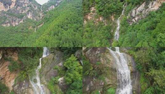 瀑布溪流山林溪水水流 悬崖飞流直下三千尺高清在线视频素材下载