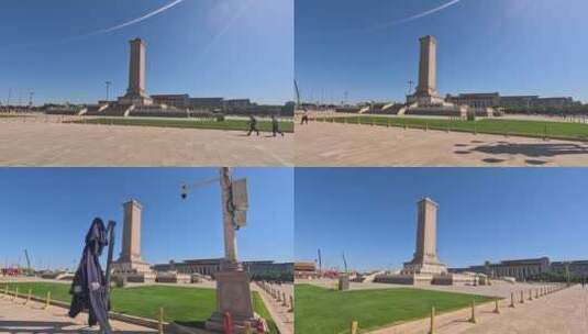 人民英雄纪念碑环绕大范围移动延时高清在线视频素材下载