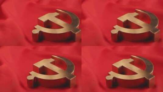 鲜艳的红旗中国共产党党徽高清在线视频素材下载