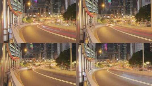 夜晚香港一条繁忙街道上的汽车延时高清在线视频素材下载