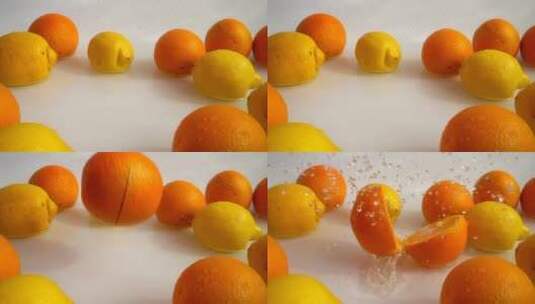 橙子落下溅起水花高清在线视频素材下载