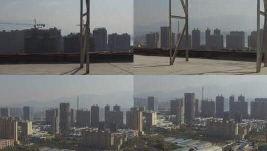 长江江畔住宅区楼顶高清在线视频素材下载