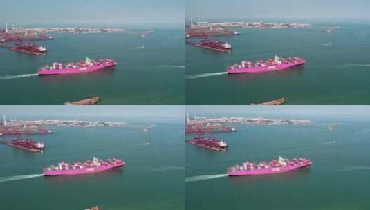 航拍港口码头物流集装箱海洋运输 4k高清在线视频素材下载