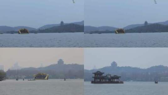 杭州西湖湖面游船合集高清在线视频素材下载