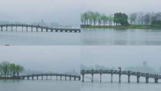 江南春天春雨小桥流水杭州湘湖水街景区合集高清在线视频素材下载