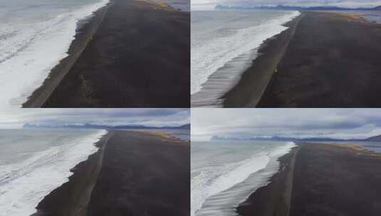 航拍冰岛黑沙滩高清在线视频素材下载