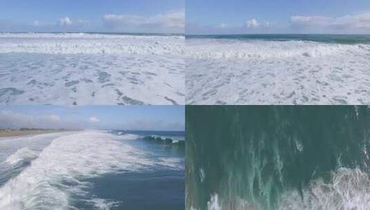 海边海浪浪花碧海蓝天海岸沙滩航拍高清在线视频素材下载