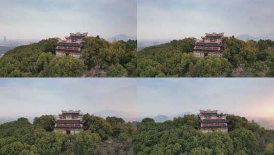 浙江省温州市景山公园山顶道教道观环境高清在线视频素材下载