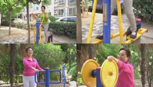 中老年女人健身活动锻炼高清在线视频素材下载
