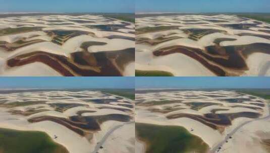 巴西标志性的雨水湖和沙丘。Lencois Maranhens巴西。高清在线视频素材下载