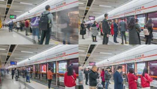 成都地铁2号线天府广场站人来人往高清在线视频素材下载