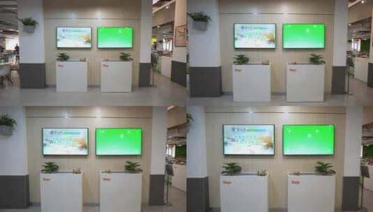 复旦大学餐厅的墙上中控屏 绿幕高清在线视频素材下载