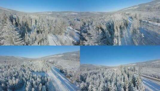 冬天山地上的森林高清在线视频素材下载