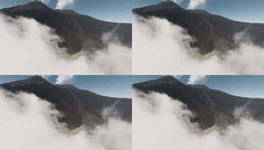 FPV穿越机无人机航拍高山山脉蓝天白云云雾高清在线视频素材下载