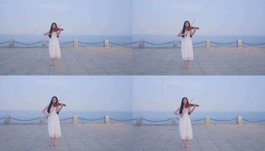 美女演奏小提琴高清在线视频素材下载