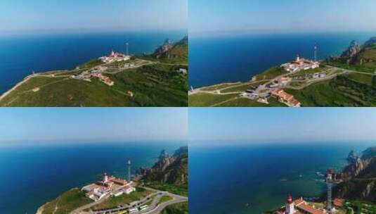 海边城堡鸟瞰图高清在线视频素材下载
