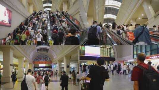 湖北武汉汉口火车站暑假出行旅客高清在线视频素材下载
