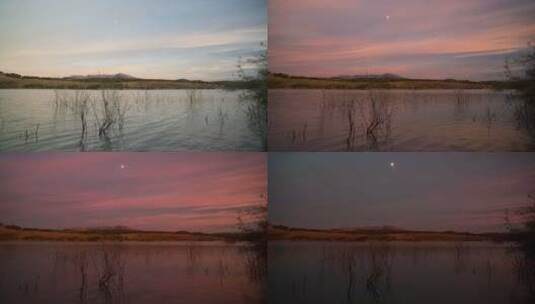 美丽的湖泊日落延时高清在线视频素材下载