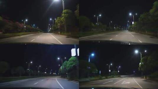 夜间开车行驶在城市道路夜晚深夜开车驾驶高清在线视频素材下载