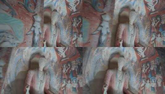 敦煌莫高窟285洞窟壁画雕塑高清在线视频素材下载