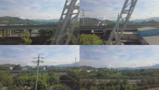 高铁速度窗外风景一闪而过实拍高清在线视频素材下载
