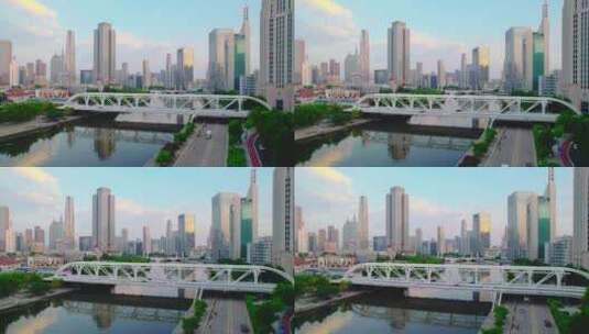 天津城市绿地河流航拍景观高清在线视频素材下载