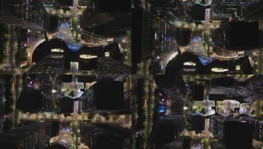 俯瞰万象前海街区夜景航拍高清在线视频素材下载