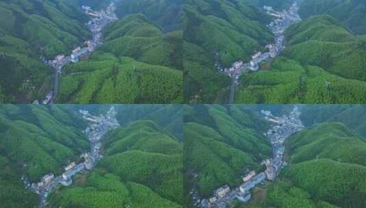 雨后的安徽黄山市黄山区汤口镇旅游景区小镇高清在线视频素材下载