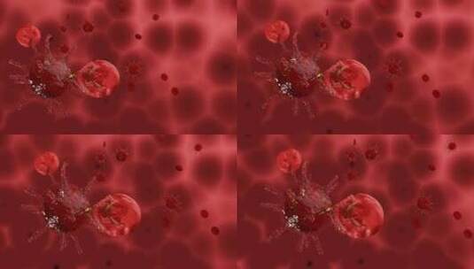 癌细胞在血液里循环动画高清在线视频素材下载