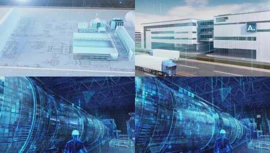 科技制造科幻沙盘智慧科技工厂车间发电厂高清在线视频素材下载