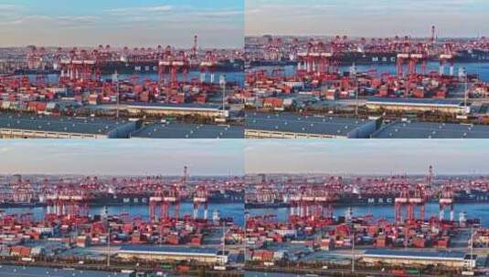 青岛港前湾港港口航拍高清在线视频素材下载