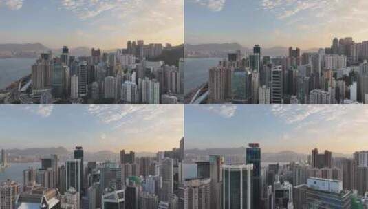 香港清晨日出航拍高清在线视频素材下载