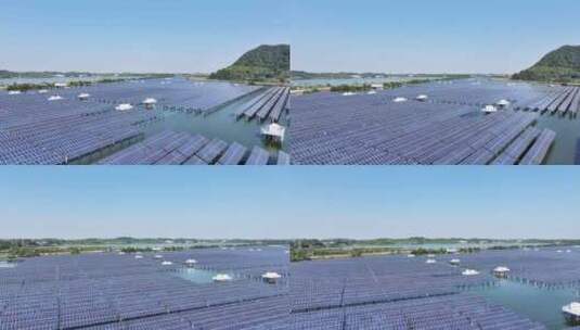 大型水上太阳能光伏发电站航拍视频合集高清在线视频素材下载