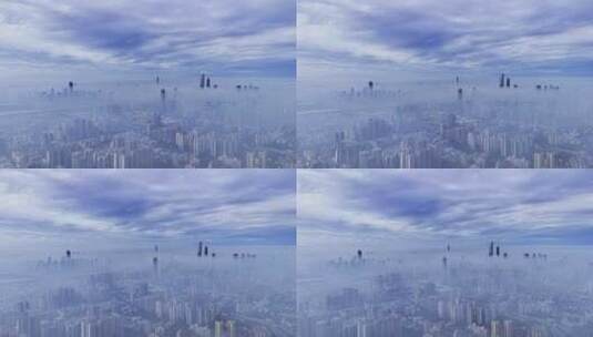 广州塔珠江新城云海航拍高清在线视频素材下载