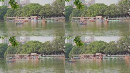 4K广州东山湖公园游艇高清在线视频素材下载