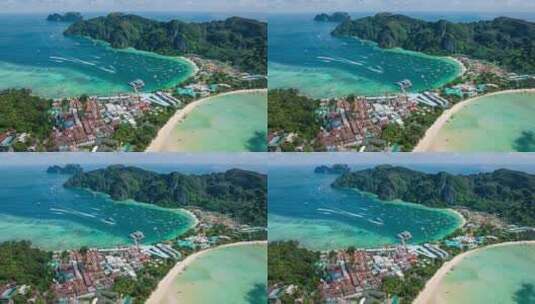 泰国甲米皮皮岛屿海滨航拍延时自然风光高清在线视频素材下载