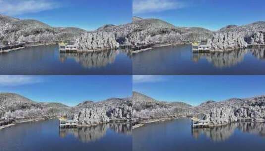 庐山冬季如琴湖环绕航拍高清在线视频素材下载