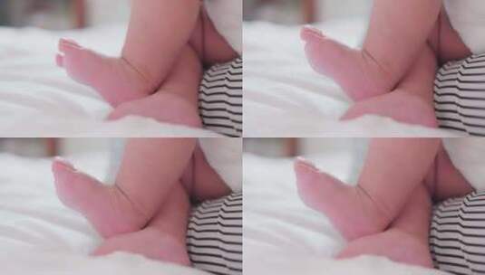 婴儿新生儿脚部特写高清在线视频素材下载