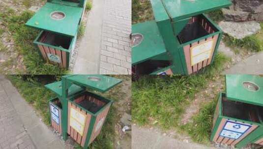 公园的垃圾桶特写高清在线视频素材下载
