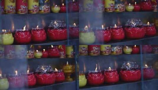 寺院燃烧的蜡烛高清在线视频素材下载