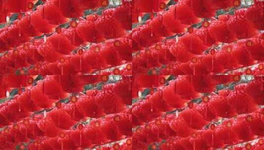 北京地坛春节文化庙会悬挂节日红灯笼高清在线视频素材下载