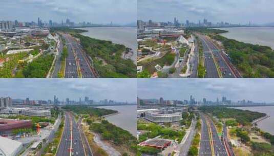 4K航拍深圳滨海大道改造1高清在线视频素材下载