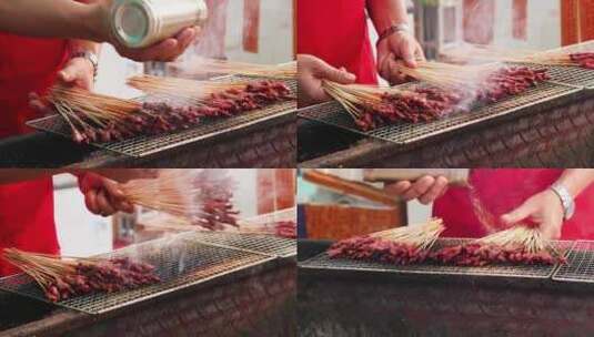 羊肉串 烤串 烧烤 肉串 烤肉高清在线视频素材下载
