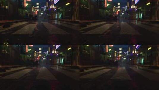 亚洲城市霓虹灯照亮的雨夜高清在线视频素材下载