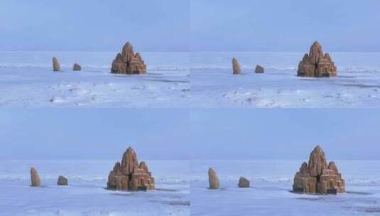 呼伦湖金海岸冬季风光高清在线视频素材下载