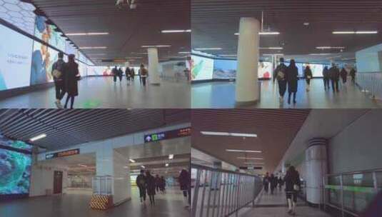 上海城市地铁乘客行走第一视角高清在线视频素材下载