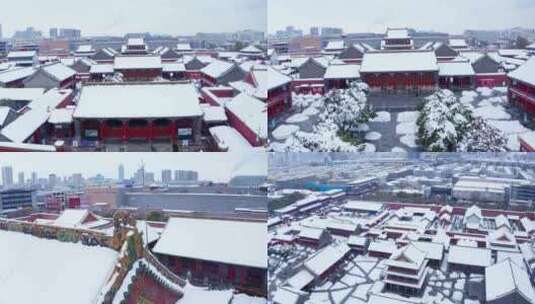 航拍沈阳故宫皇城雪后故宫高清在线视频素材下载